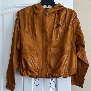 Nike Brown Tan Hooded Jacket Windbreaker M
